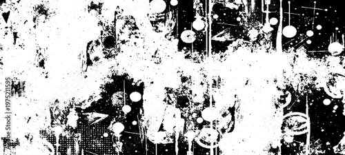 Abstract Grunge Texture Featuring Glitch Noise, Distressed Ink Splatters, Static Interference Patterns, and Monochrome Urban Decay Backgrounds.