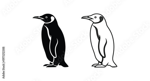 Penguin Icons: Black and White Vector Illustrations Vector