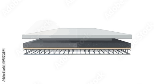 Technical Cross-Section of Reinforced Concrete Floor Slab with Thermal Insulation and Tile Finish