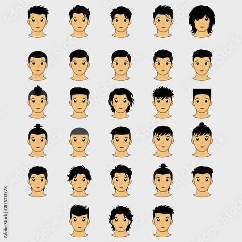 Male hairstyle collection, Men's haircuts vector