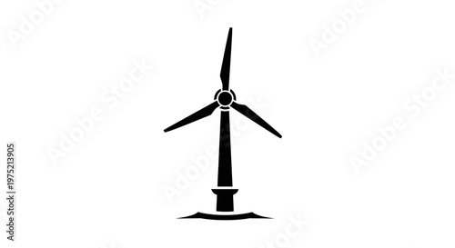 Offshore Wind Turbine Silhouette - Renewable Energy Icon