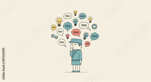 Brain storming idea generation light bulb concept