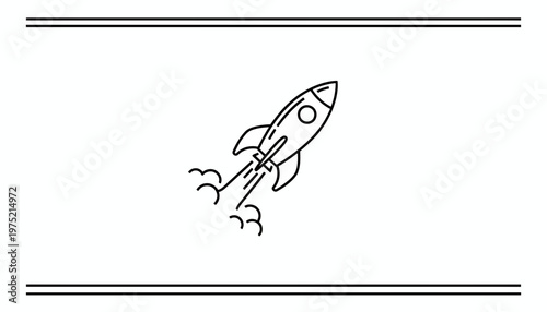 Rocket Launching Upwards with Smoke Trails, Symbolizing Startup and Success