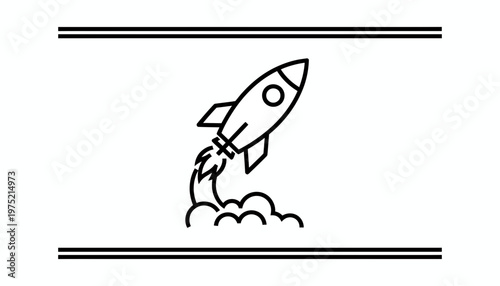 Rocket Launching Upwards with Smoke and Flames, Symbolizing Startup and Success