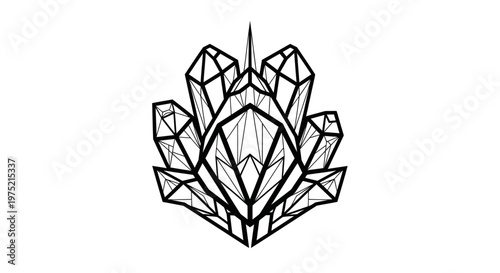 Foto Geometric Crystal Cluster Logo Design, Abstract Mineral Shape