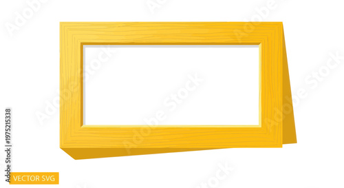 Empty Wooden Photo Frame, Isolated on White Background, Horizontal Orientation