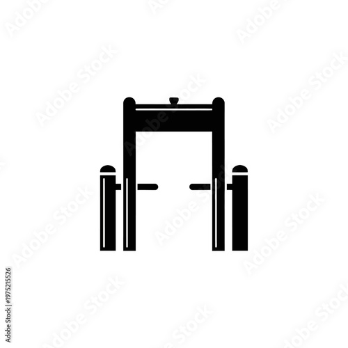 Security checkpoint metal detector gate icon with pillars and a white background
