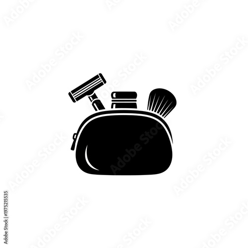 Essential personal grooming and shaving kit neatly packed in a compact travel toiletry bag, perfect for daily hygiene and convenient trips