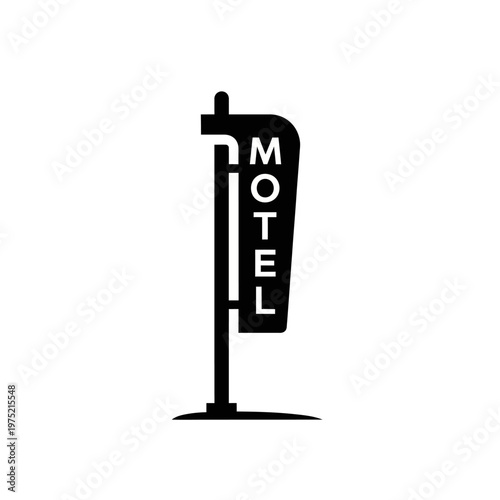 Minimalist graphic of a classic motel sign, perfect for representing vintage roadside accommodation and travel themes and destinations