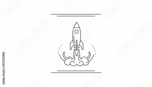 Rocket Launching with Smoke and Flames, Startup Concept, Space Exploration