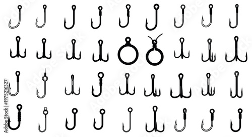 Collection of Fishing Hooks: Various Types and Styles