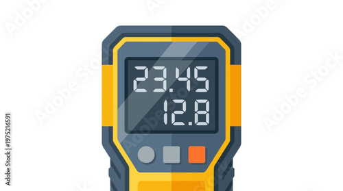 Digital Geiger Counter Illustration - Portable Radiation Detector and EMF Meter Flat Vector Icon