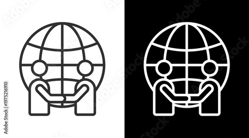 Partnership White Icon Set Vector 