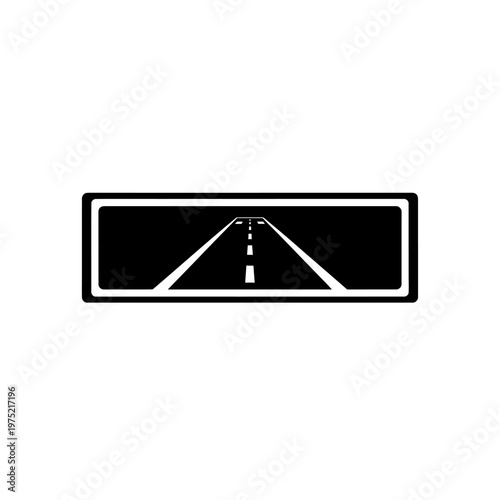 A vanishing point perspective illustration of a straight road with white lines, symbolizing direction and progress