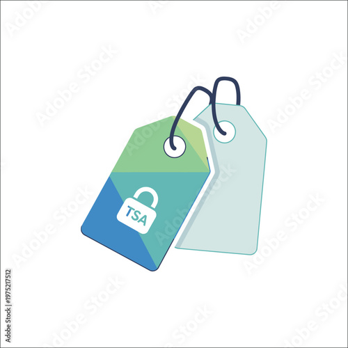 Travel Baggage Tag with TSA Lock Icon for Airport Security Concept Vector