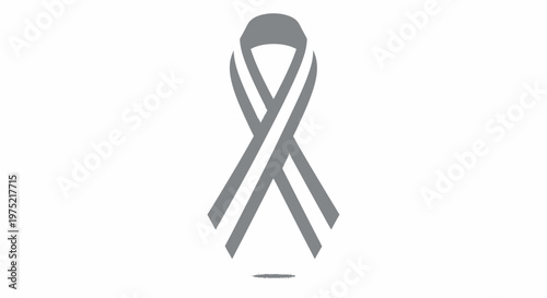 Grey awareness ribbon symbol isolated on white background for medical support and hope