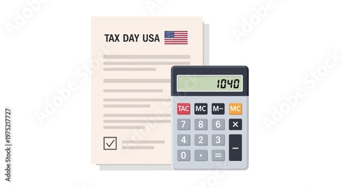 Tax Day USA with calculator and form 1040