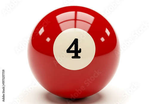 Free Download Professional red billiard number four ball isolated on white. High gloss pool table sphere for sports and recreation. - GFXLoad
