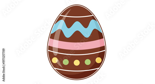 Colorful Decorated Chocolate Easter Egg Illustration