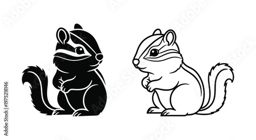 Cute Chipmunk Illustration Designs Vector