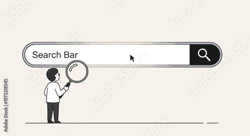 Man searching information in giant search bar