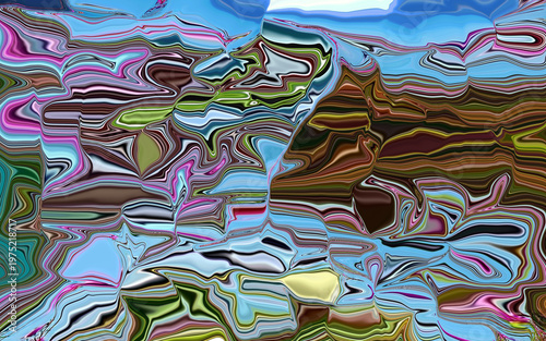 Abstract Digital Art with Flowing Warped Liquefied Color Patterns and Vibrant Artistic Composition
