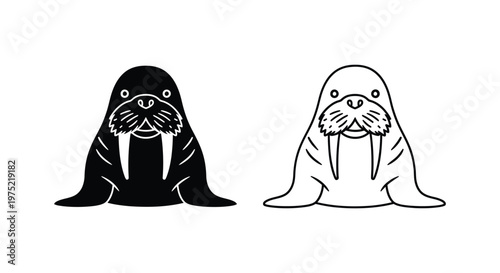 Cute Walrus Illustration: Adorable Arctic Animal Design Vector