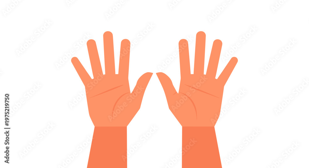 Fototapeta premium Two Orange Hands Raised Up.