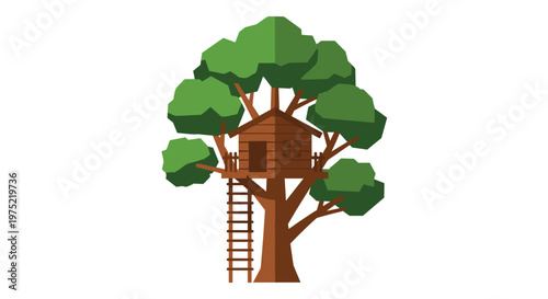 Treehouse in a large tree.