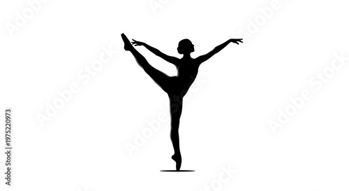 Elegant Silhouette of a Ballerina Performing a Graceful Ballet Pose