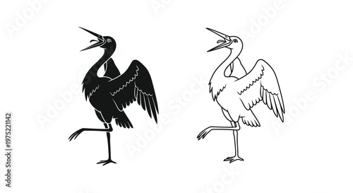 Black & White Wading Birds: Crane vs Heron Guide Vector
