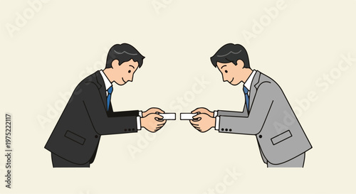 Two businessmen bowing in mutual respect