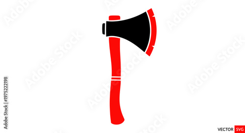 Red and Black Axe Icon, Vector Illustration