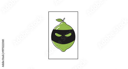 Funny Lime Character Wearing a Black Mask, Bandit or Thief Concept