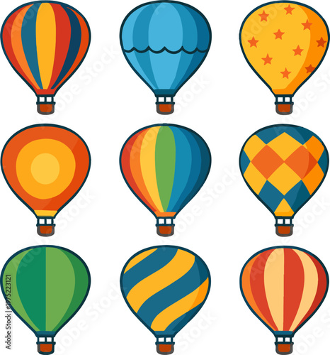Colorful cartoon hot air balloons pattern