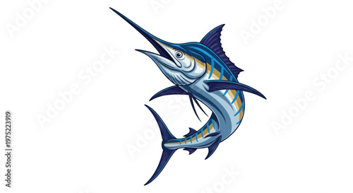 Blue Marlin Fish Illustration - Ocean Predator, Sport Fishing, Marine Life