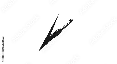 Minimalist Crochet Hook Icon on White Background
