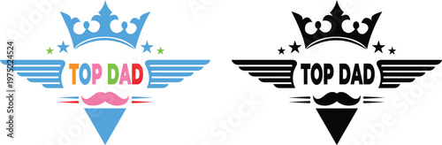 Dad crown wings mustache color and black father fatherhood