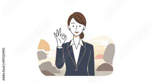 Businesswoman gesturing okay sign in suit
