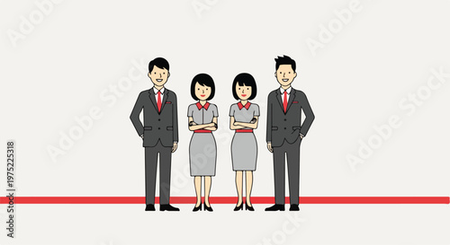 Group of business professionals line up