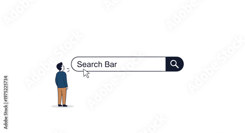 Person searching info in giant search bar