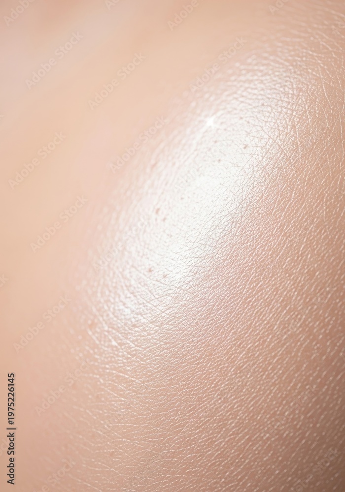 Fototapeta premium A macro view of radiant and smooth skin texture showing a luminous glow and even tone, evoking a perfectly airbrushed and polished finish, natural, clear, bright