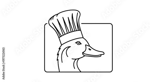 Chef Duck Logo Outline Illustration