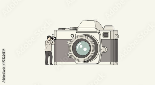 Woman taking photo with professional dslr camera
