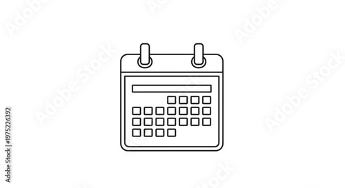 Calendar Icon Line Art - Simple Black and White Graphic for Planning and Scheduling