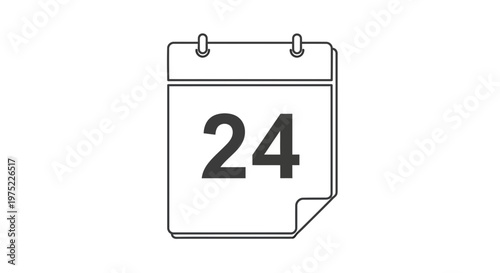 Calendar Page with Number 24 - Simple Line Icon