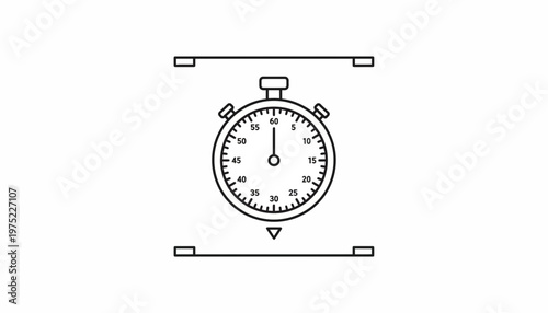 Stopwatch Icon Line Art Illustration: Time Measurement, Countdown, Speed, and Performance Concept