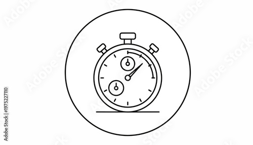 Stopwatch Icon in Circle: Time Measurement, Speed, and Countdown Concept