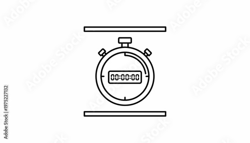 Stopwatch Icon, Time Measurement, Countdown Timer, Digital Clock, Chronometer, Isolated Vector Illustration