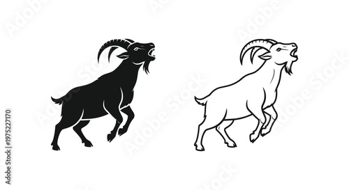 Goat vs Ibex: Ancient Symbols of Strength & Nature Vector